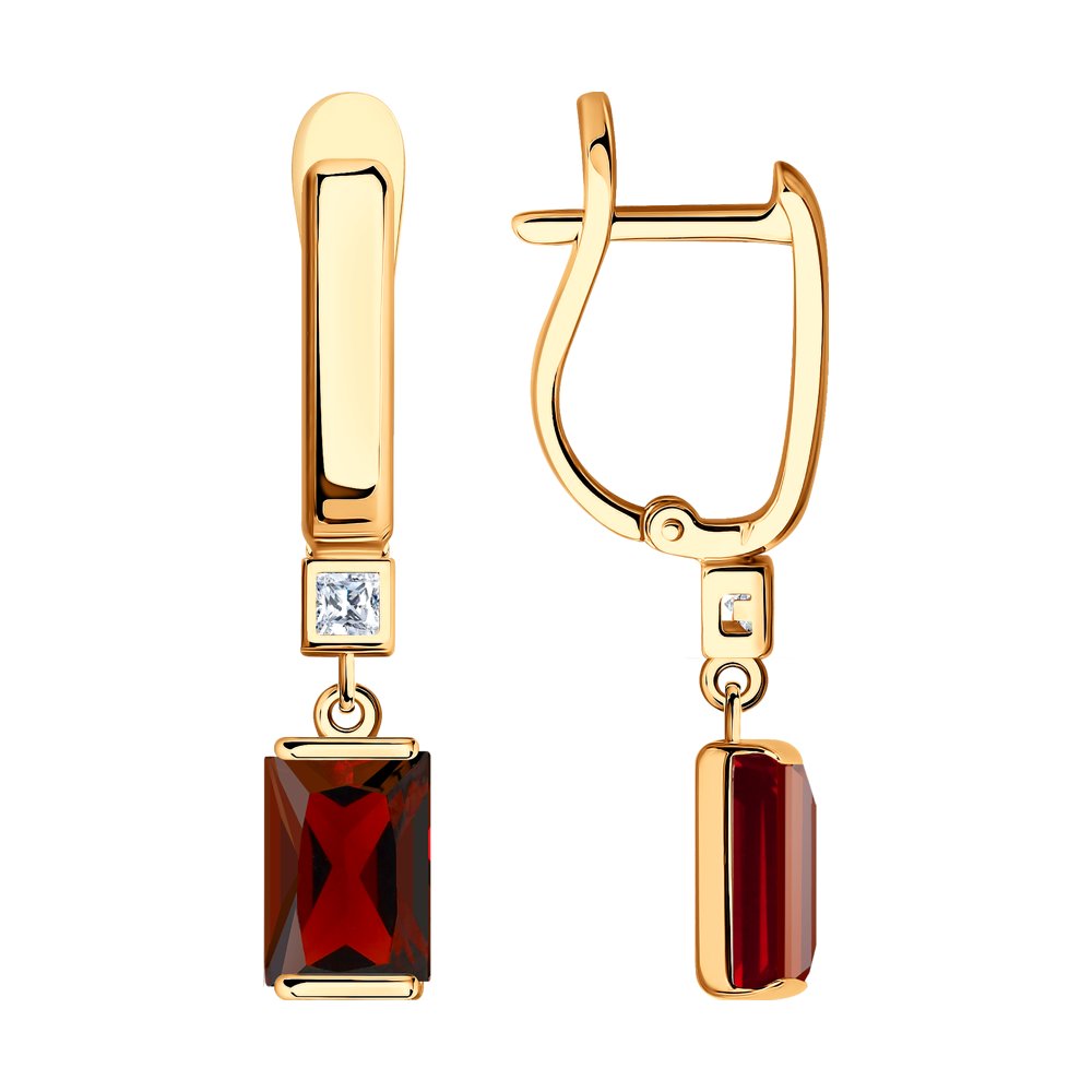 Серьги SOKOLOV из золота с гранатами и Swarovski Zirconia