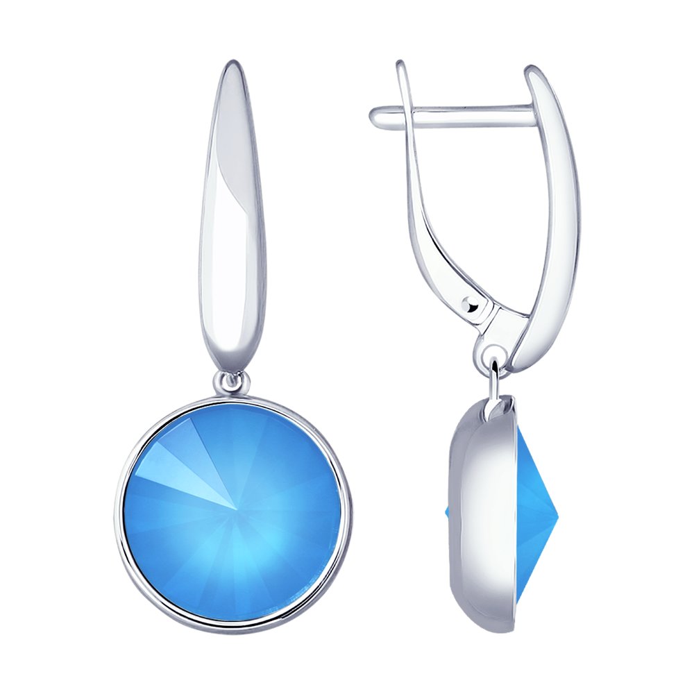Серьги SOKOLOV из серебра с голубыми кристаллами Swarovski