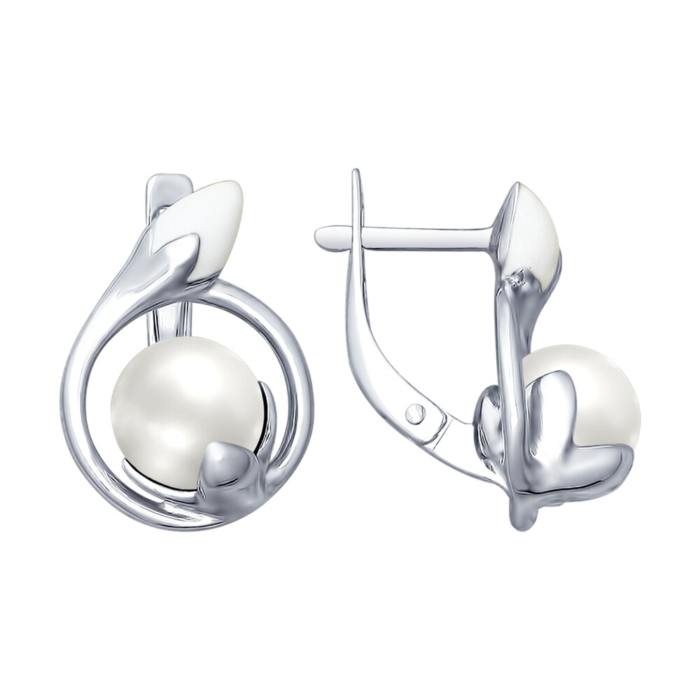 Серьги SOKOLOV из серебра с эмалью с жемчугом