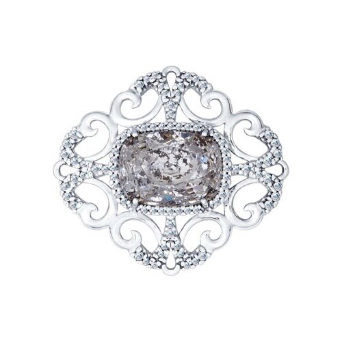 Брошь SOKOLOV из серебра с кристаллом Swarovski и фианитами