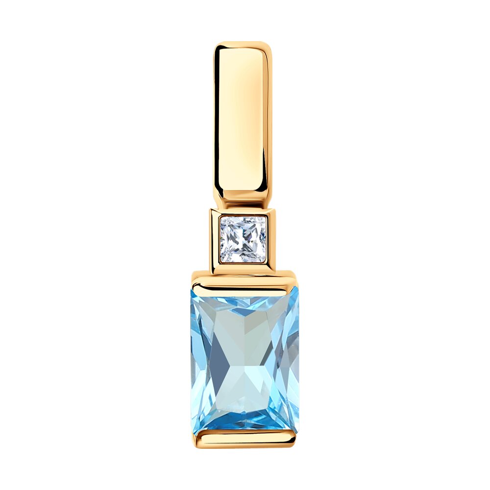 Подвеска SOKOLOV из золота с топазом и Swarovski Zirconia