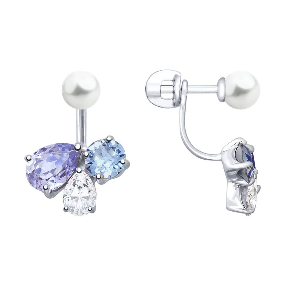 Серьги-джекеты с кристаллами Swarovski SOKOLOV