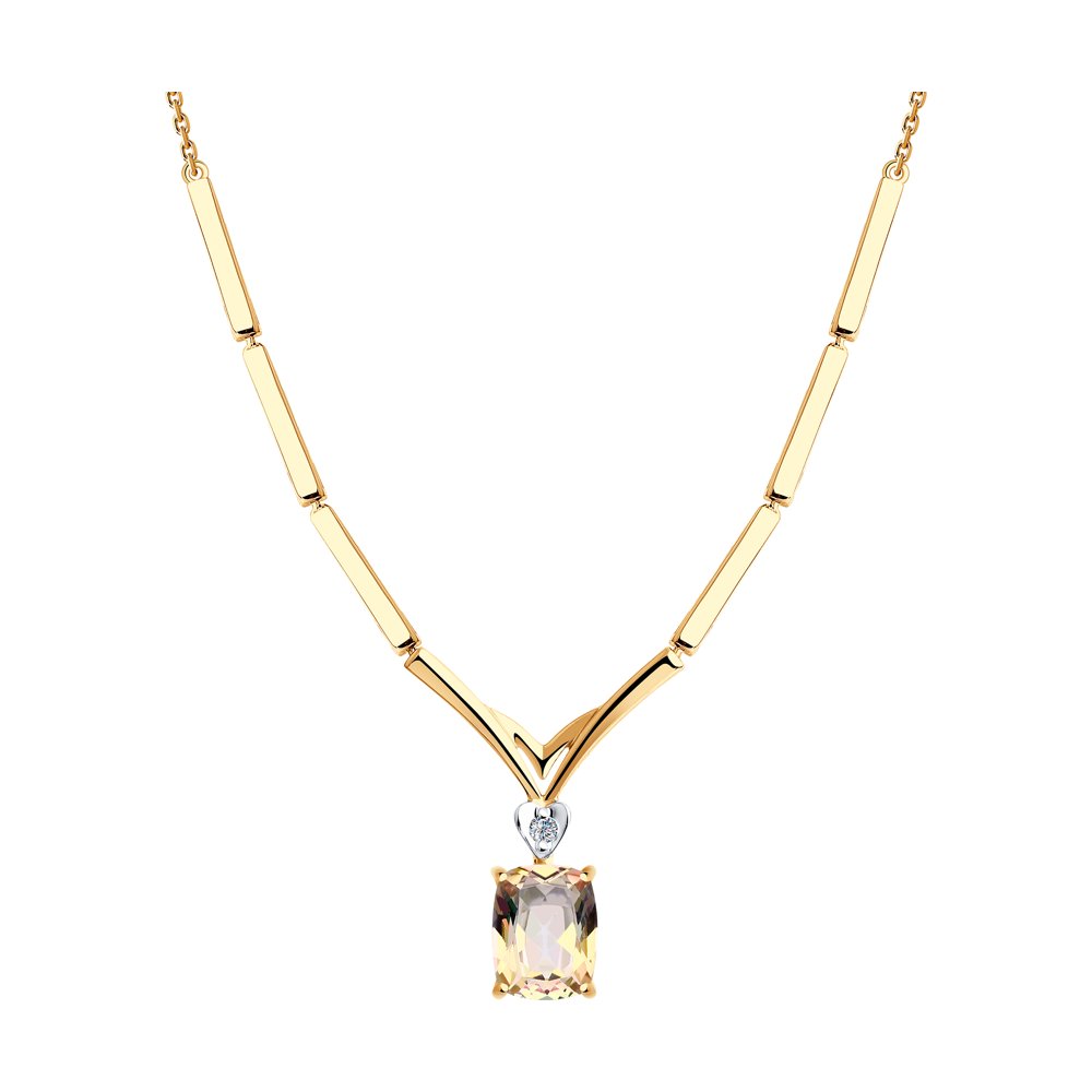 Колье SOKOLOV из золота с топазом Swarovski и фианитом Swarovski