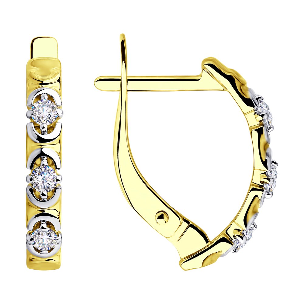 Серьги SOKOLOV из желтого золота со Swarovski Zirconia