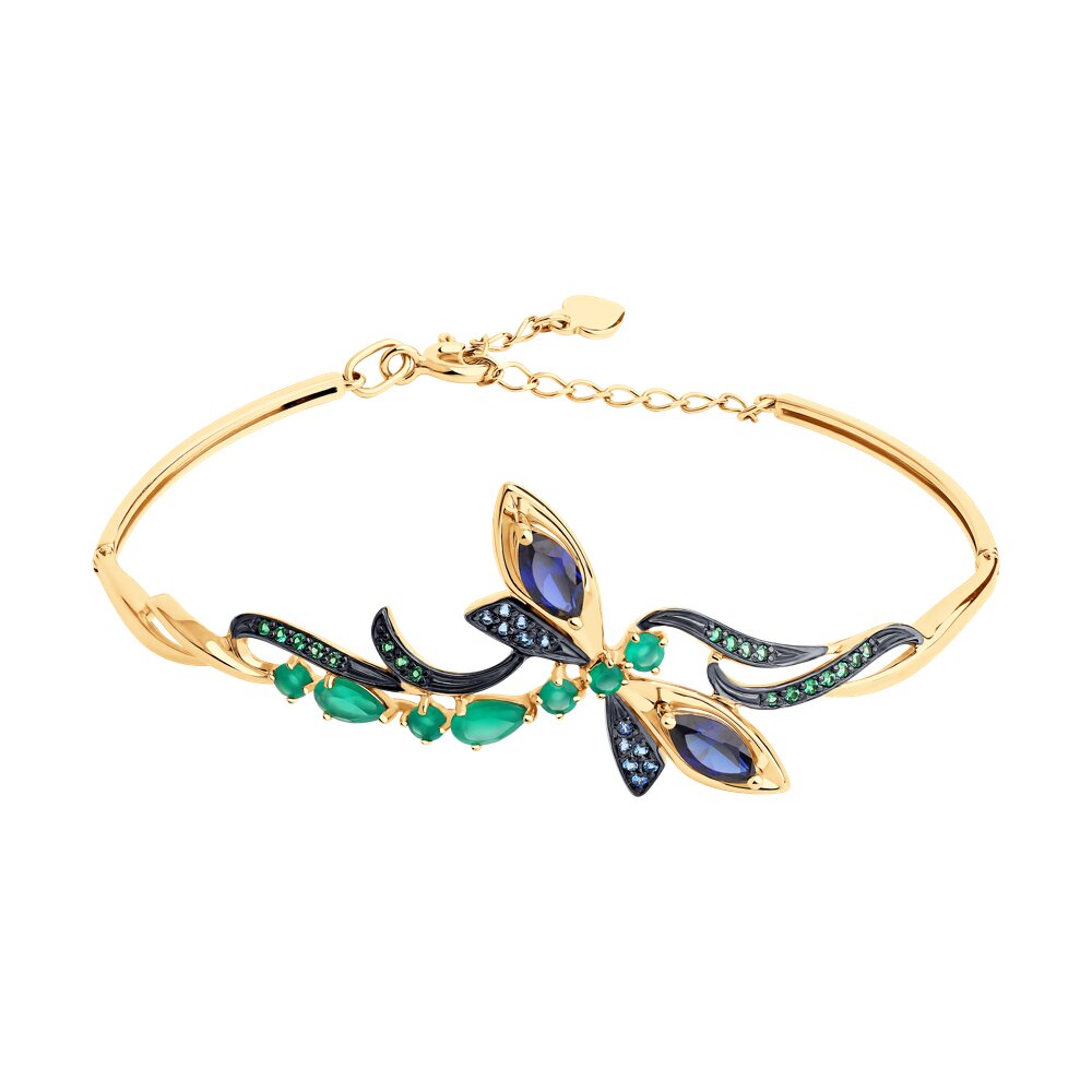 Браслет SOKOLOV из золота с агатами, корундами и фианитами