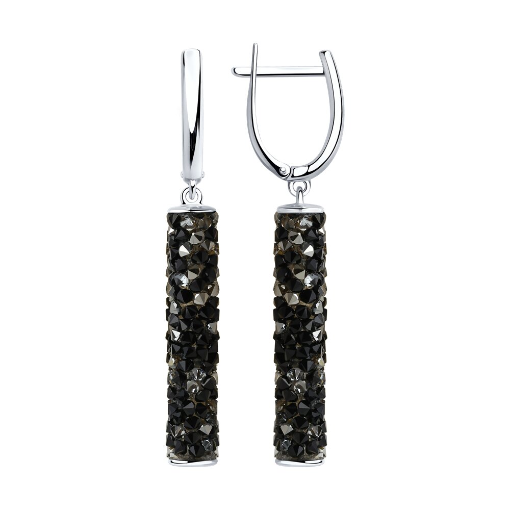 Серьги SOKOLOV из серебра с чёрными кристаллами Swarovski