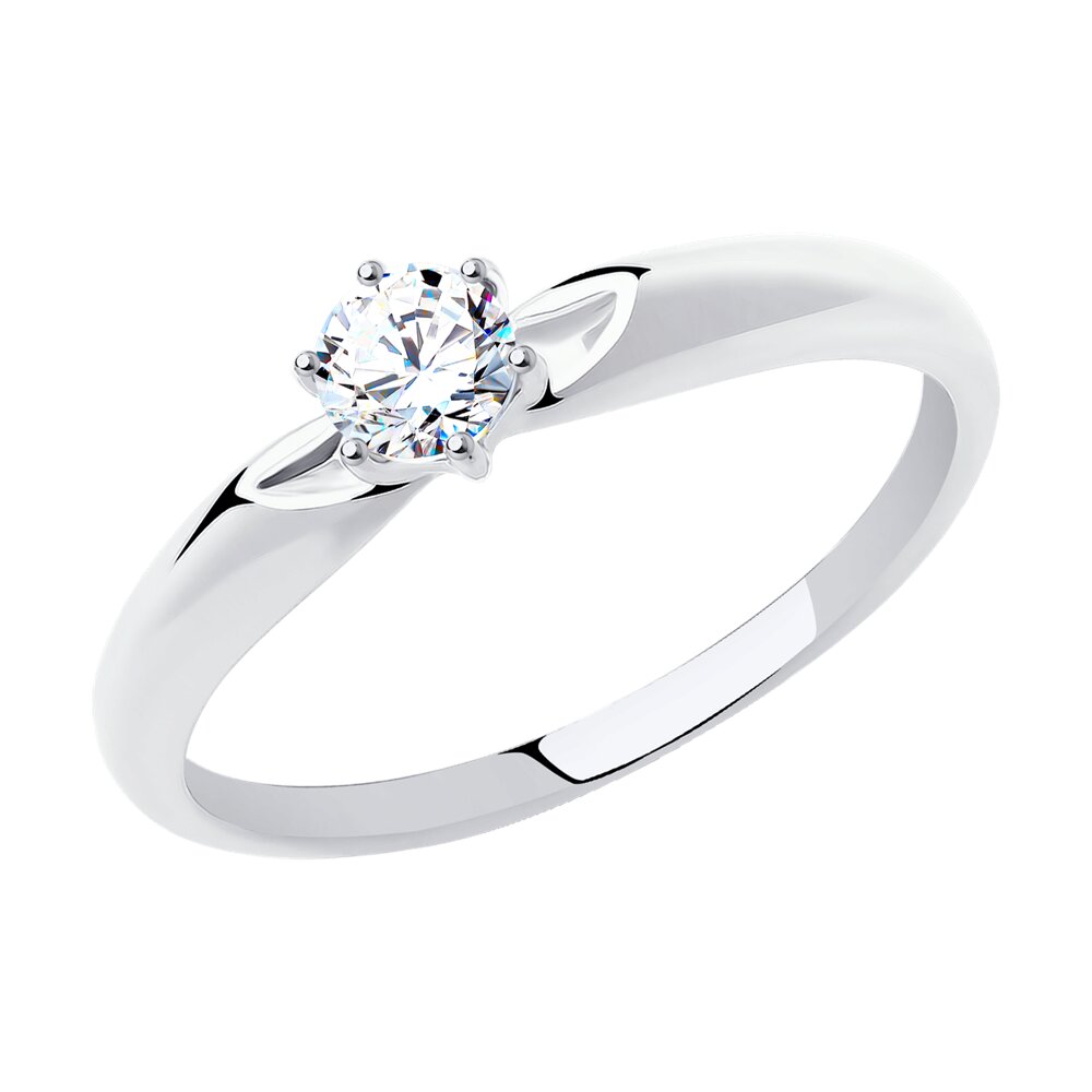 Помолвочное кольцо SOKOLOV из белого золота 585 пробы со Swarovski Zirconia