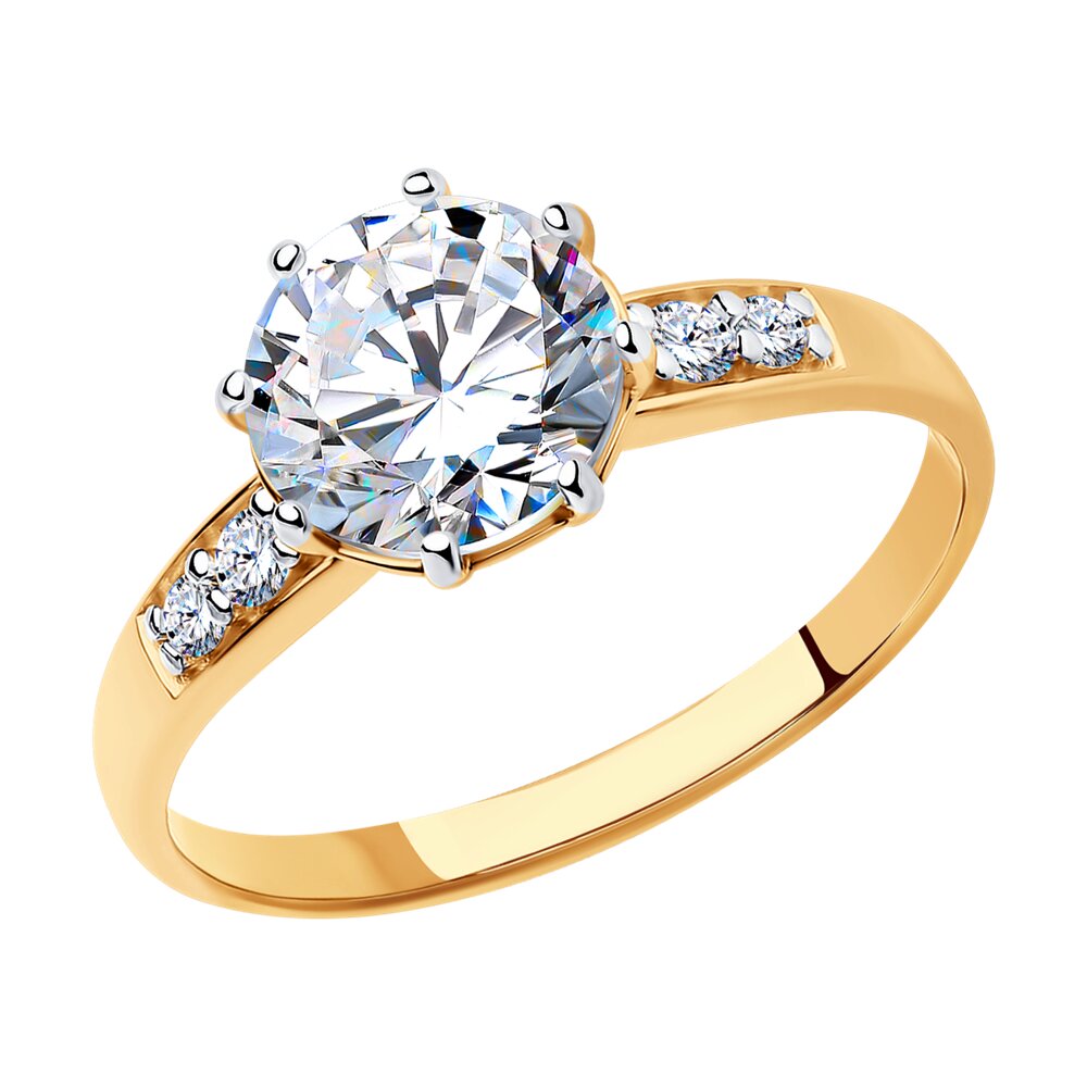 Кольцо SOKOLOV из золочёного серебра со Swarovski Zirconia