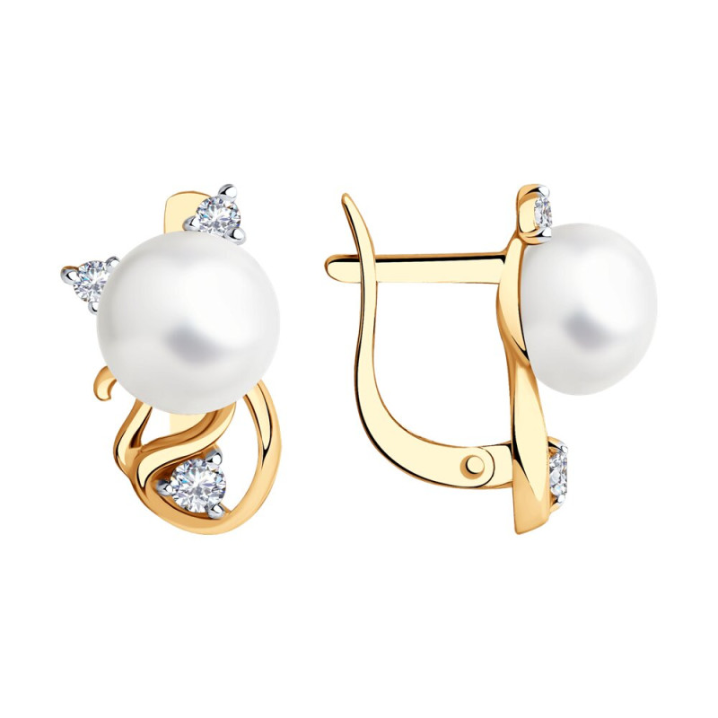 Серьги SOKOLOV из золота с жемчугом и фианитами