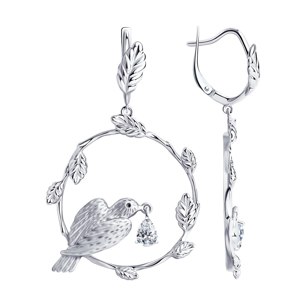 Серьги SOKOLOV из серебра с родированием с кристаллами Swarovski