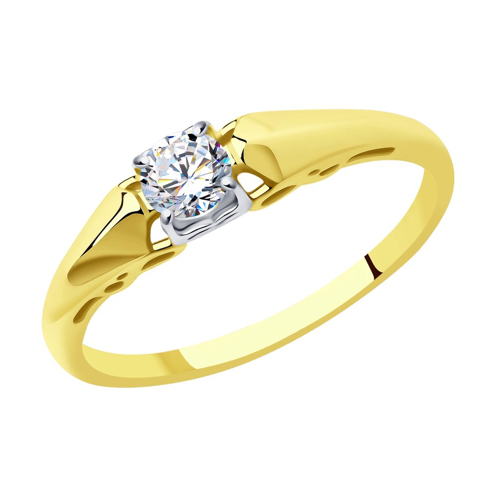 Кольцо SOKOLOV из желтого золота с фианитом