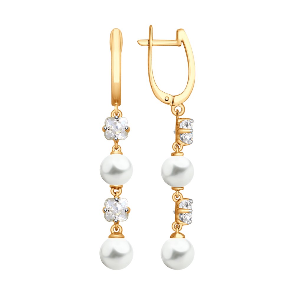 Серьги SOKOLOV из золота с жемчугом и Swarovski Zirconia