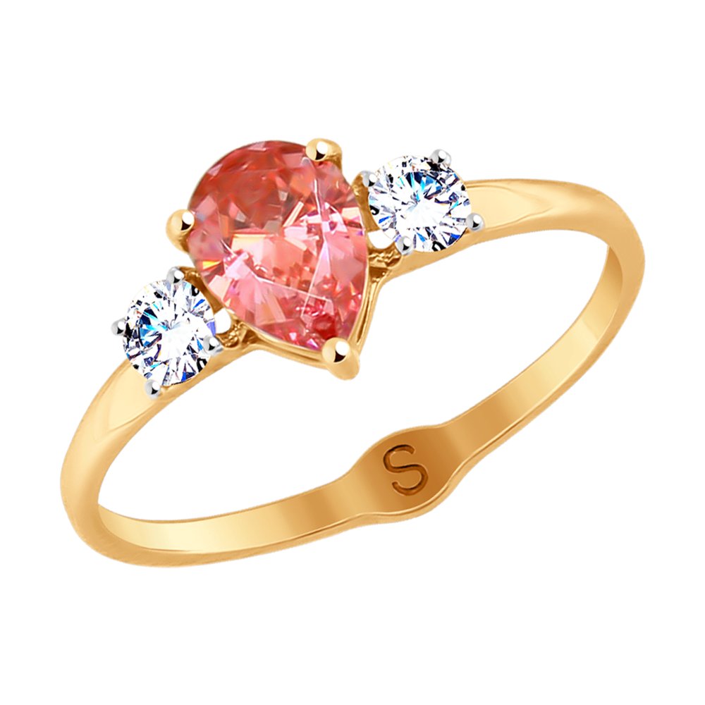 Кольцо SOKOLOV из золота с бесцветными и розовым Swarovski Zirconia
