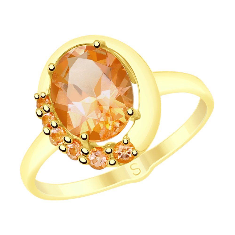 Кольцо SOKOLOV из желтого золота с топазами Swarovski