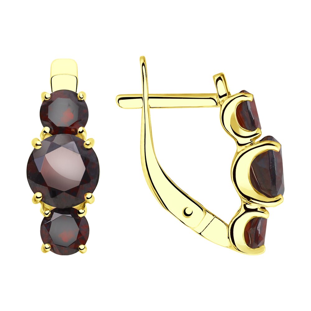 Серьги SOKOLOV из желтого золота с гранатами