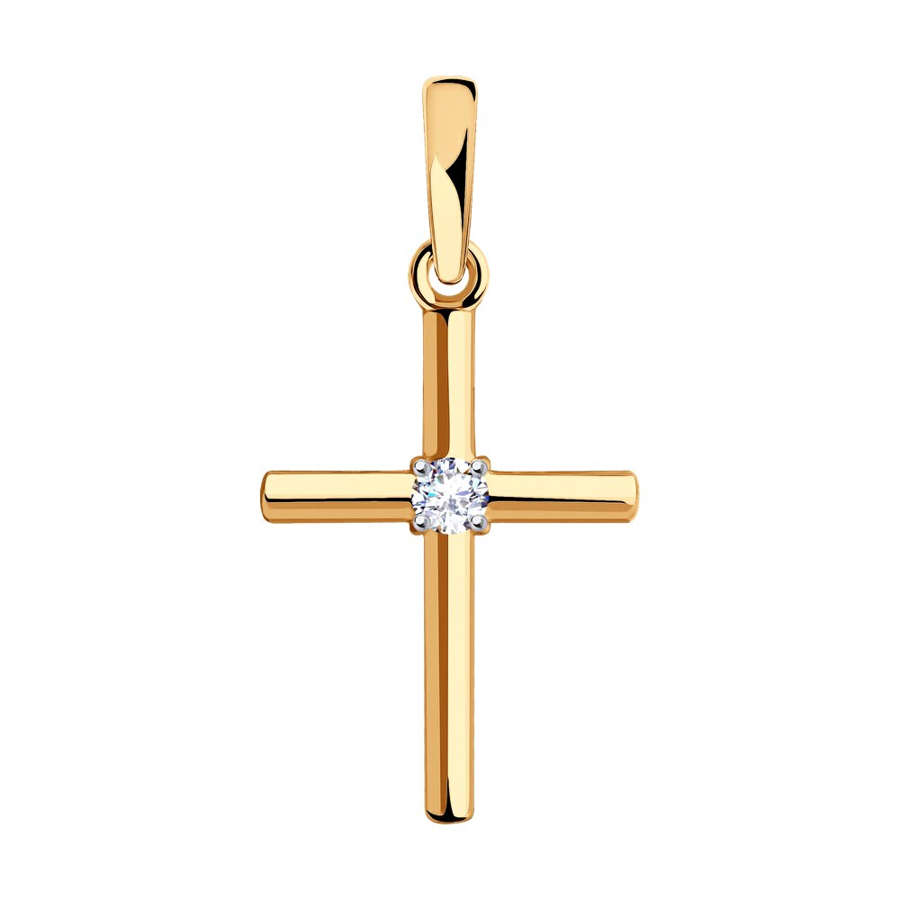 Подвеска SOKOLOV из золота с фианитом Swarovski