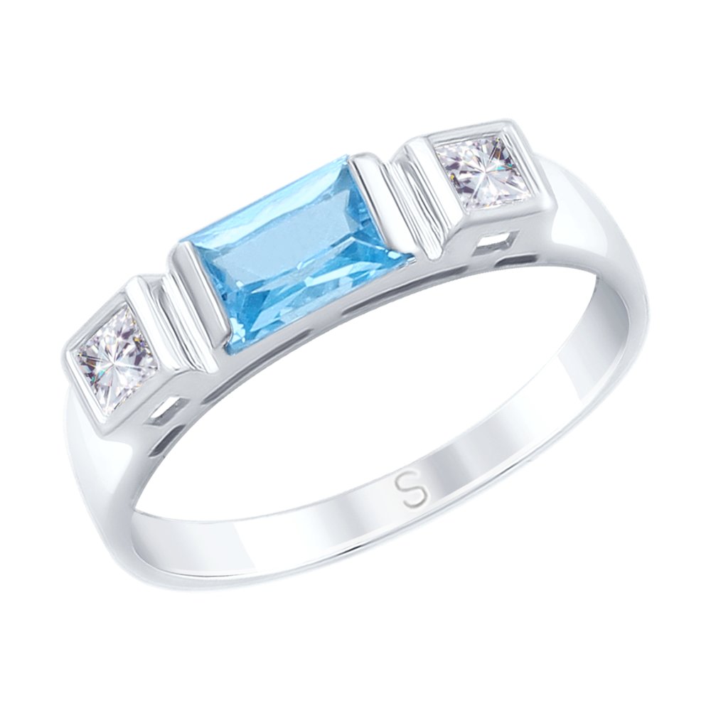 Кольцо SOKOLOV из белого золота с топазом и Swarovski Zirconia