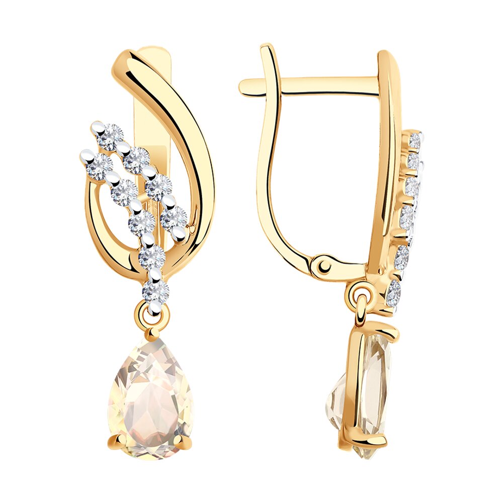 Серьги SOKOLOV из золота с родированием с топазами Swarovski и Swarovski Zirconia