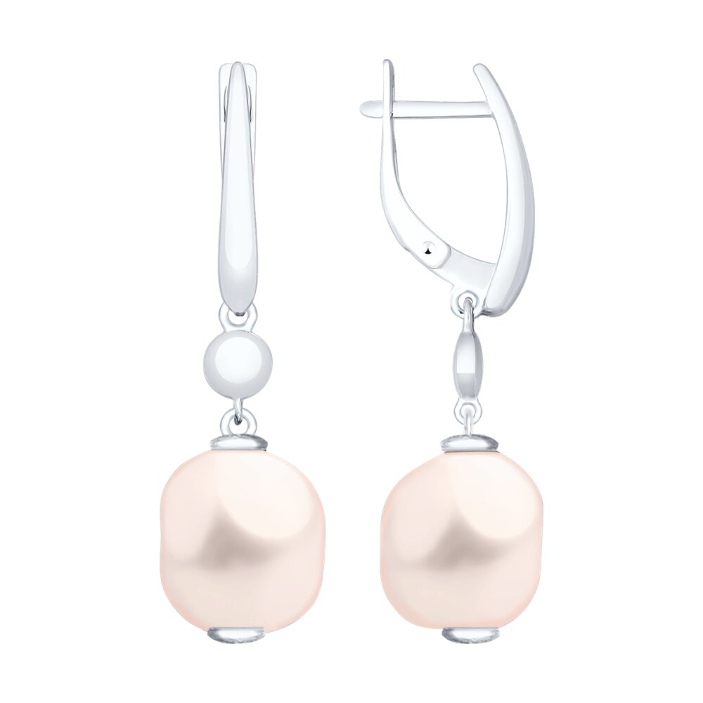 Серьги SOKOLOV из серебра с розовыми жемчугом Swarovski