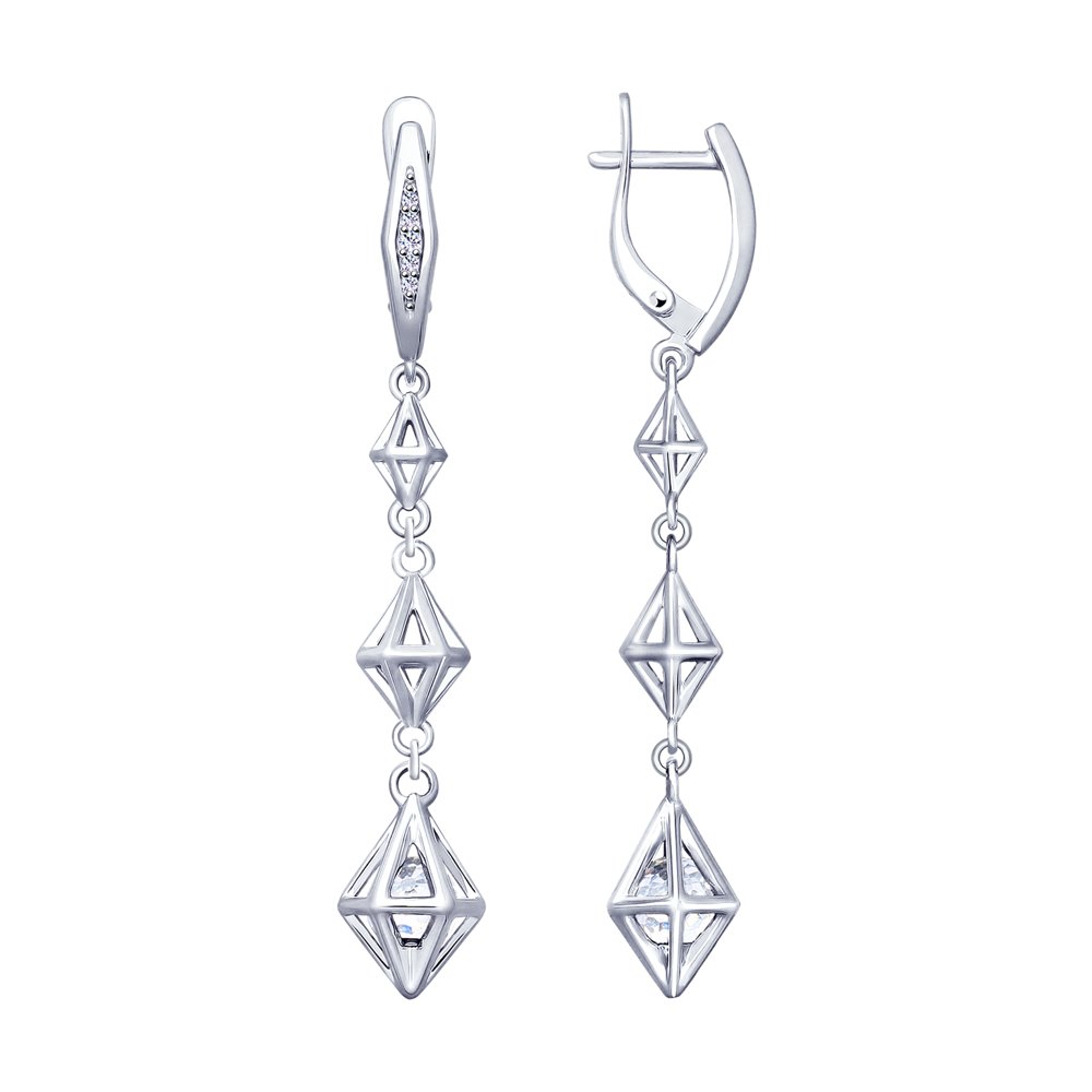 Серьги SOKOLOV из серебра с бесцветными кристаллами Swarovski и фианитами