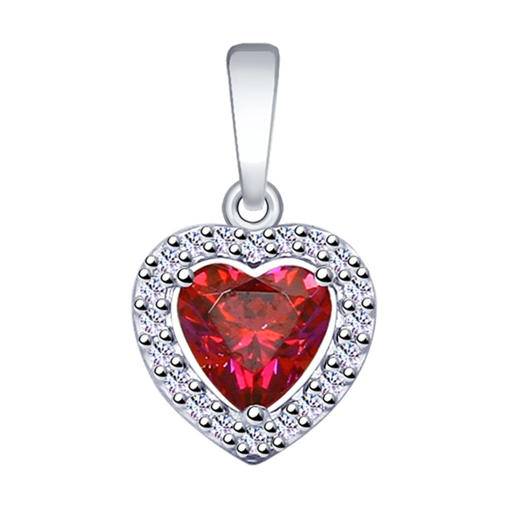 Подвеска SOKOLOV из серебра с бесцветными и красным Swarovski Zirconia