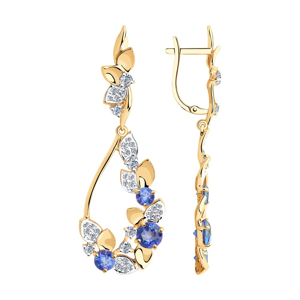 Серьги SOKOLOV из золота с топазами Swarovski и фианитами Swarovski