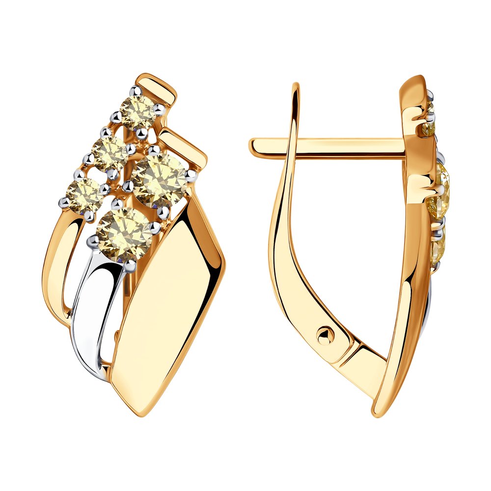 Серьги SOKOLOV из золота с жёлтыми Swarovski Zirconia