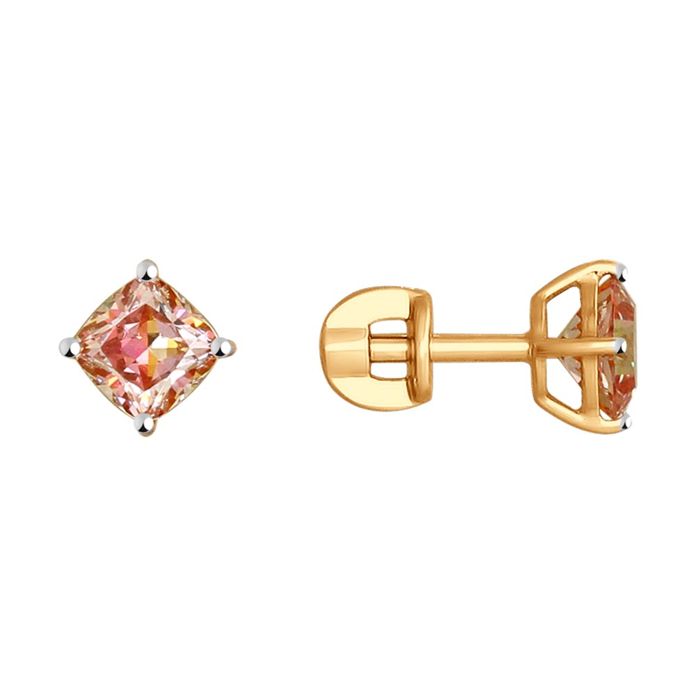 Серьги SOKOLOV из золота с розовыми Swarovski Zirconia