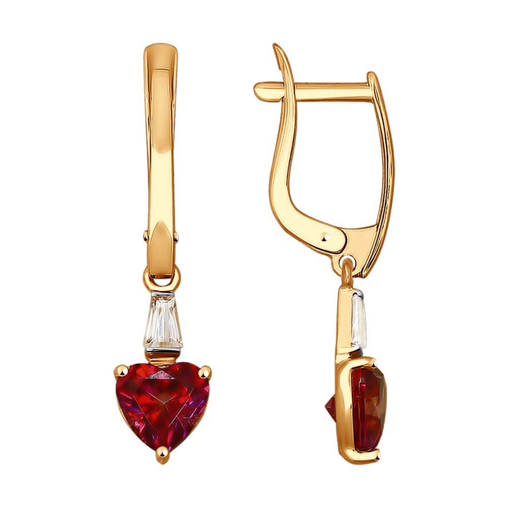 Серьги SOKOLOV из золота с бесцветными и красными Swarovski Zirconia