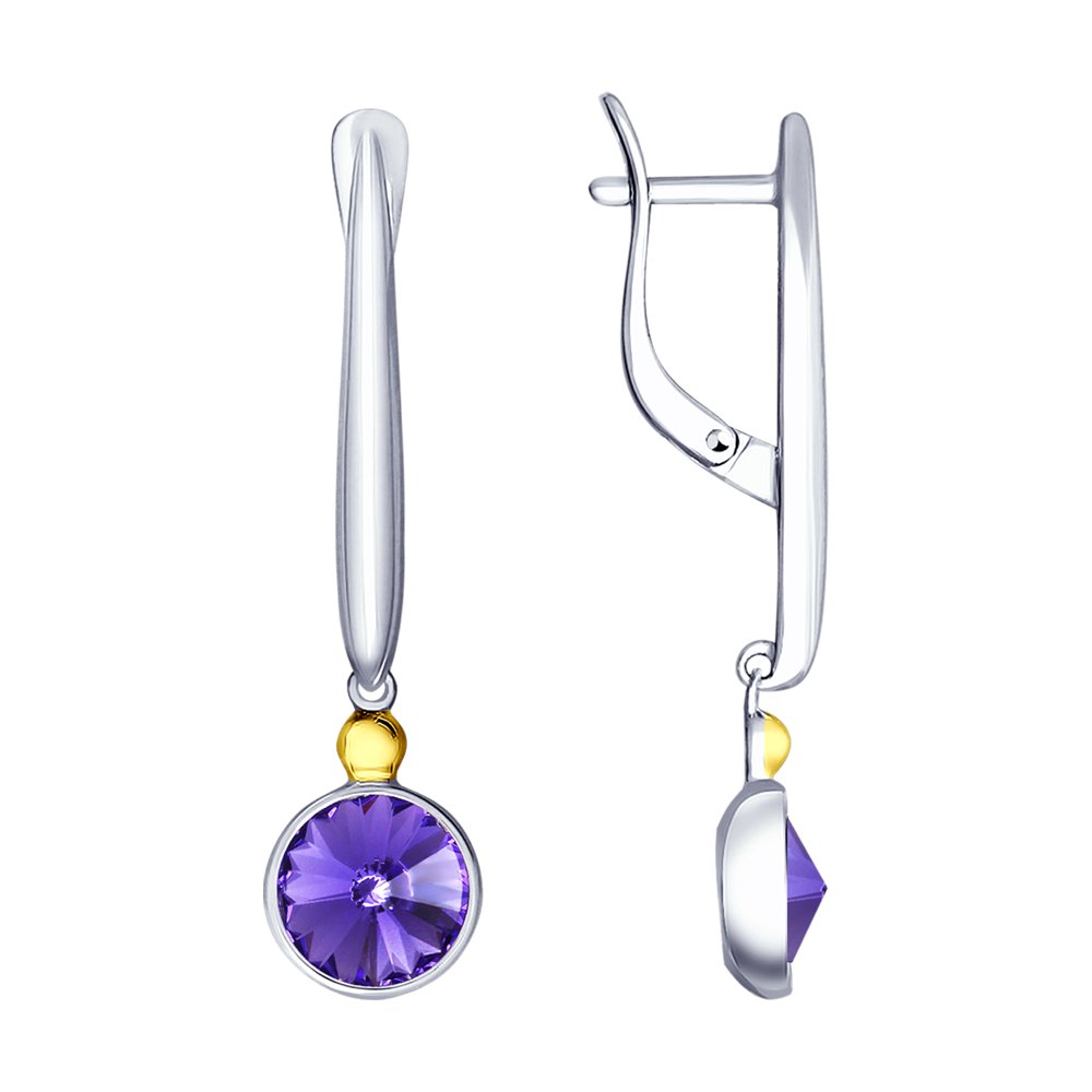 Серьги SOKOLOV из серебра с сиреневыми кристаллами Swarovski