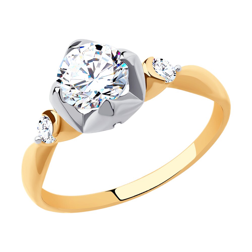 Кольцо SOKOLOV из золота с родированием со Swarovski Zirconia