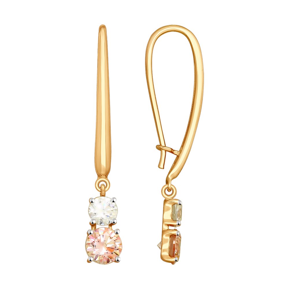 Серьги SOKOLOV из золота с бесцветными и розовыми Swarovski Zirconia