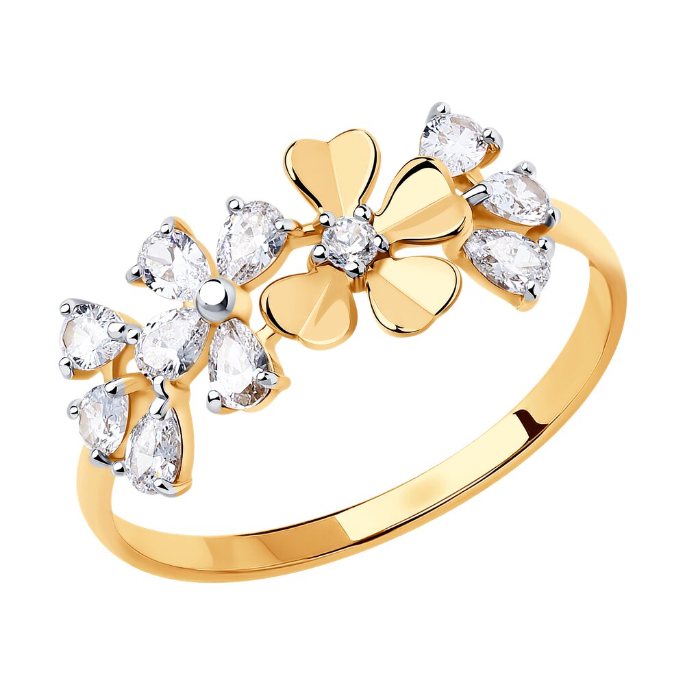 Кольцо SOKOLOV из золота с фианитами Swarovski