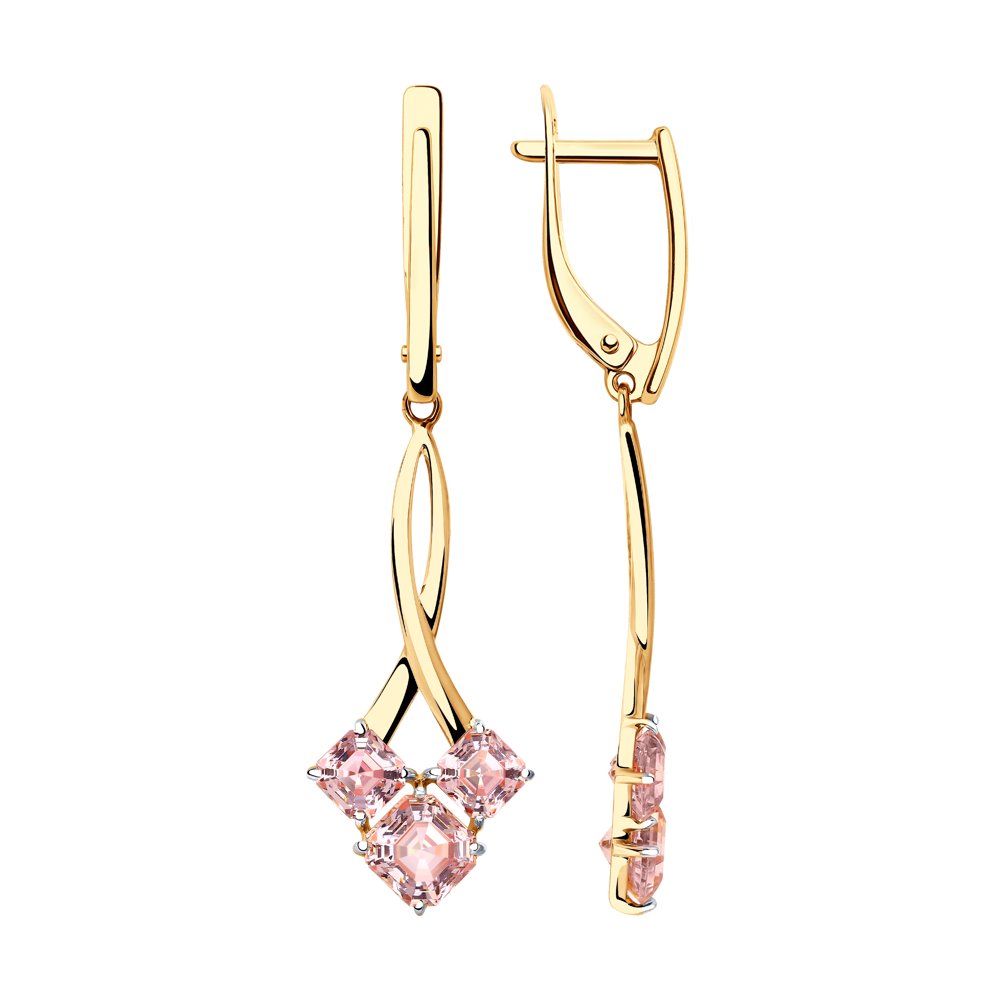 Серьги SOKOLOV из золота с розовыми Swarovski Zirconia