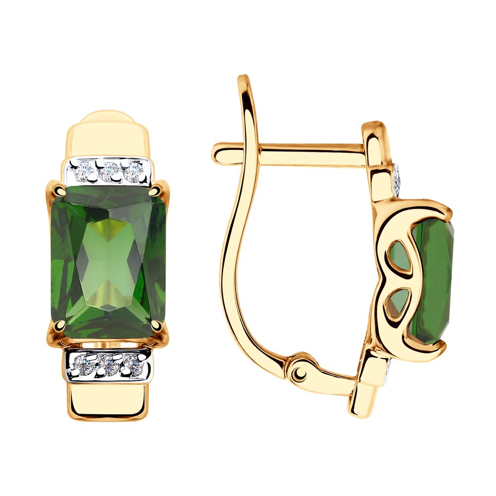 Серьги SOKOLOV из золота с ситаллами турмалин и фианитами