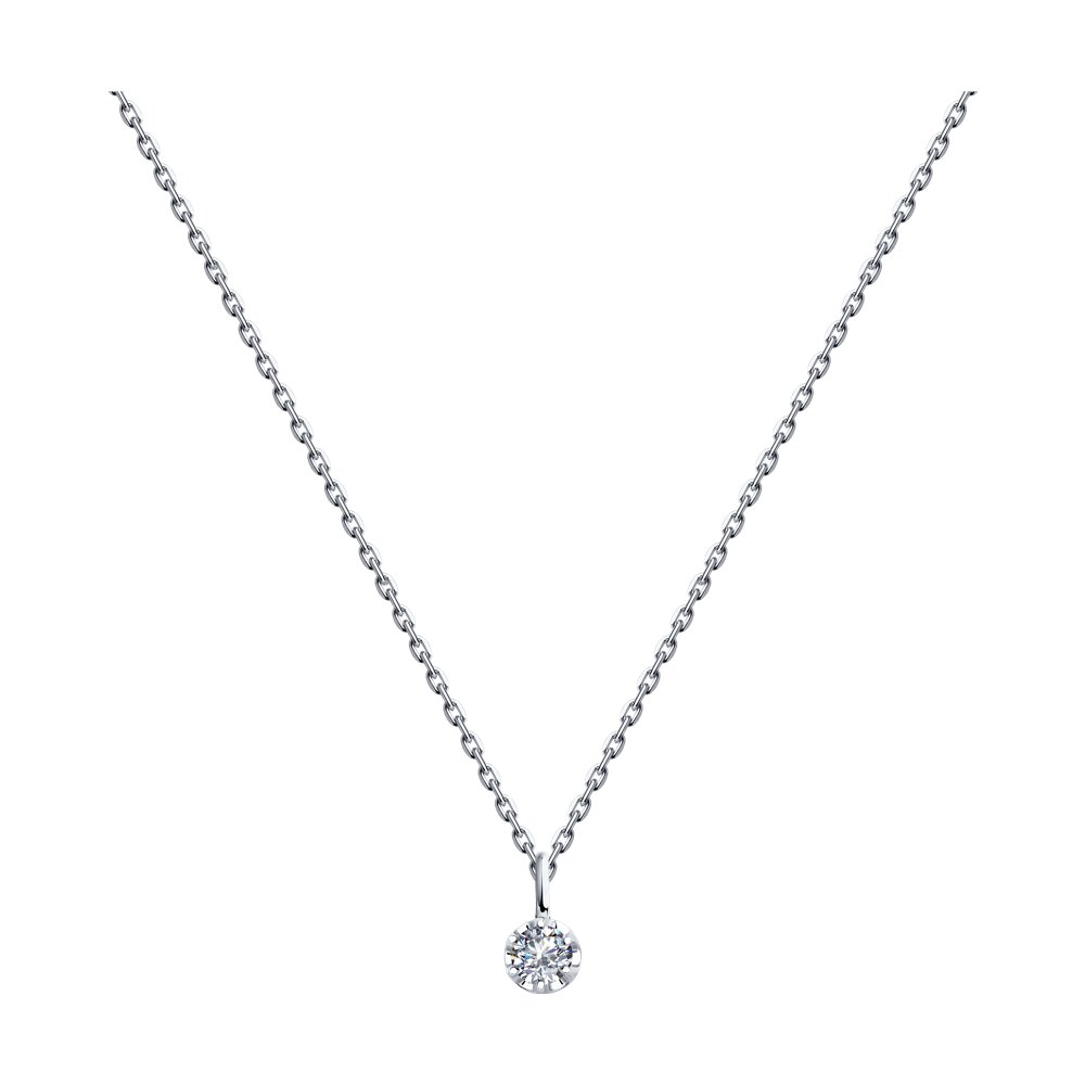 Колье SOKOLOV из белого золота с родированием с бриллиантом