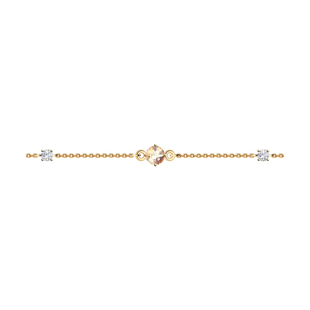 Браслет SOKOLOV из золота с топазом Swarovski и фианитами Swarovski