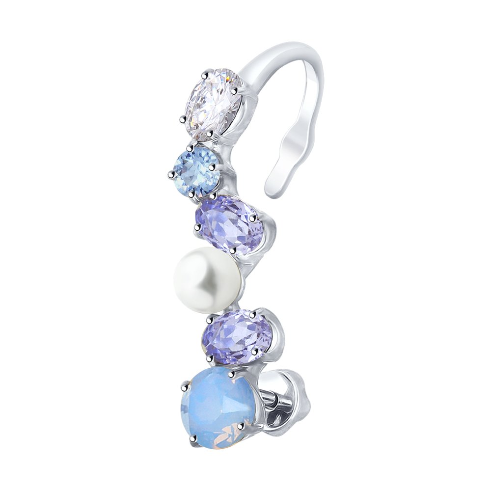 Серьга SOKOLOV из серебра с жемчугом Swarovski и кристаллами Swarovski