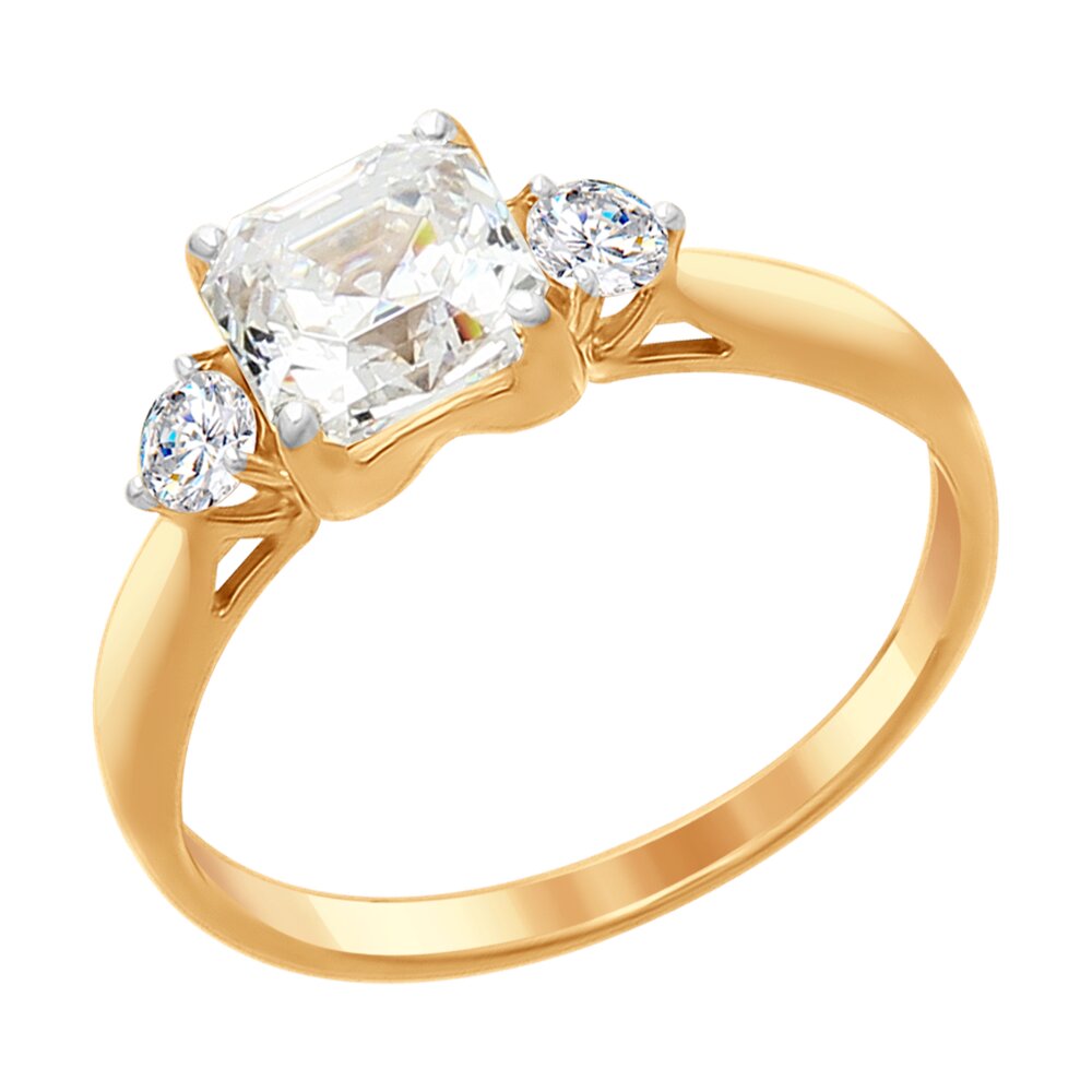 Кольцо SOKOLOV из золочёного серебра со Swarovski Zirconia