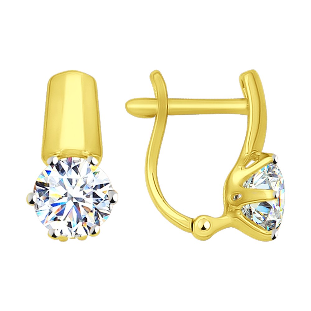 Серьги SOKOLOV из желтого золота со Swarovski Zirconia