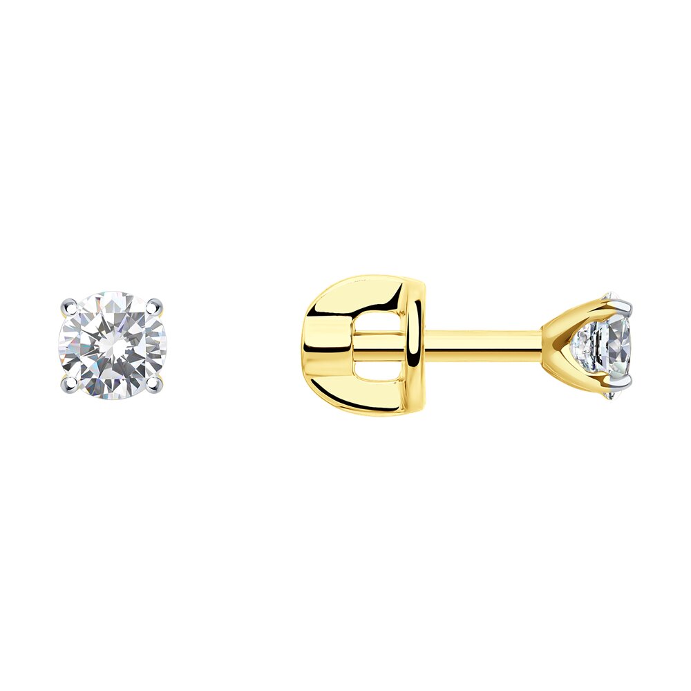Серьги SOKOLOV из желтого золота со Swarovski Zirconia