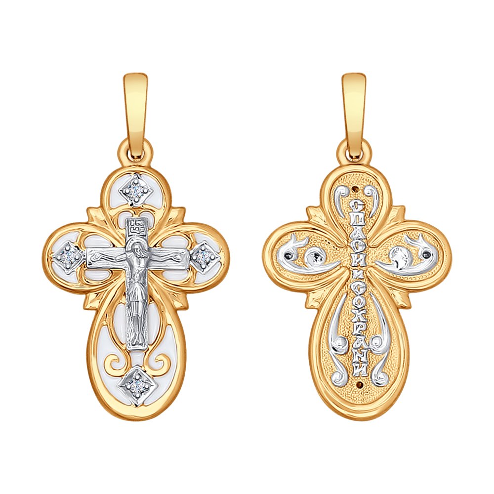 Подвеска SOKOLOV из комбинированного золота с эмалью с бриллиантами