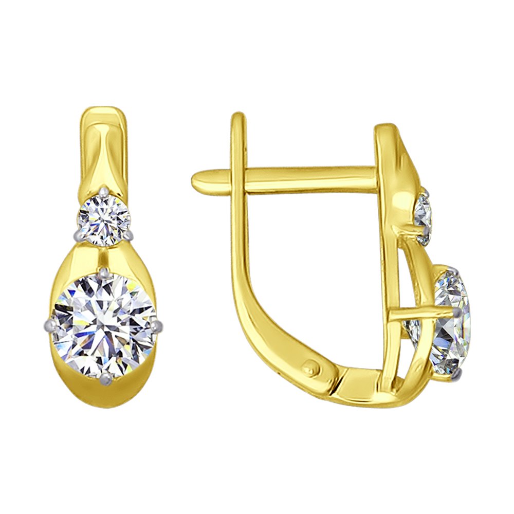 Серьги SOKOLOV из желтого золота со Swarovski Zirconia
