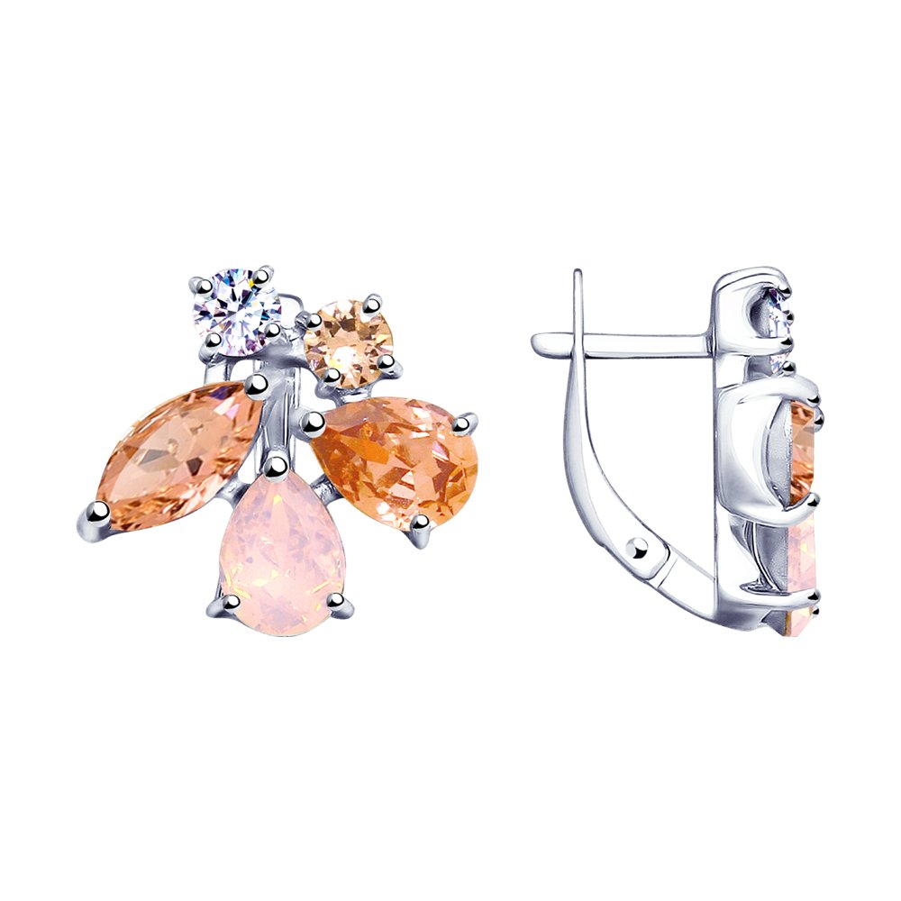 Серьги SOKOLOV из серебра с розовыми кристаллами Swarovski