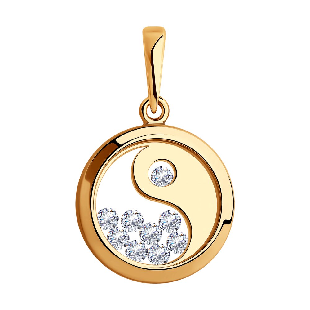 Подвеска SOKOLOV из золота со Swarovski Zirconia и минеральным стеклом