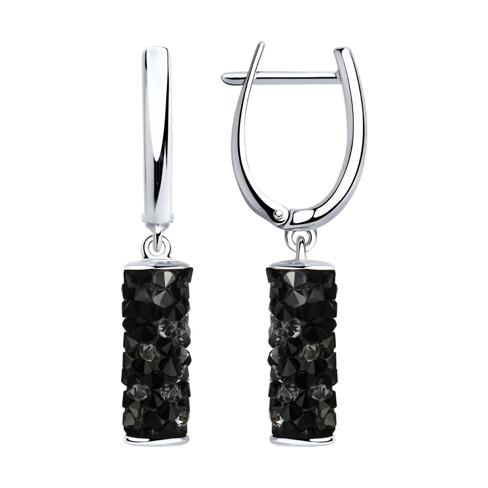 Серьги SOKOLOV из серебра с чёрными кристаллами Swarovski
