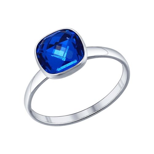 Кольцо SOKOLOV из серебра с синим кристаллом swarovski