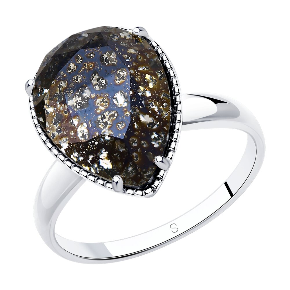 Кольцо SOKOLOV из серебра с чёрным кристаллом Swarovski