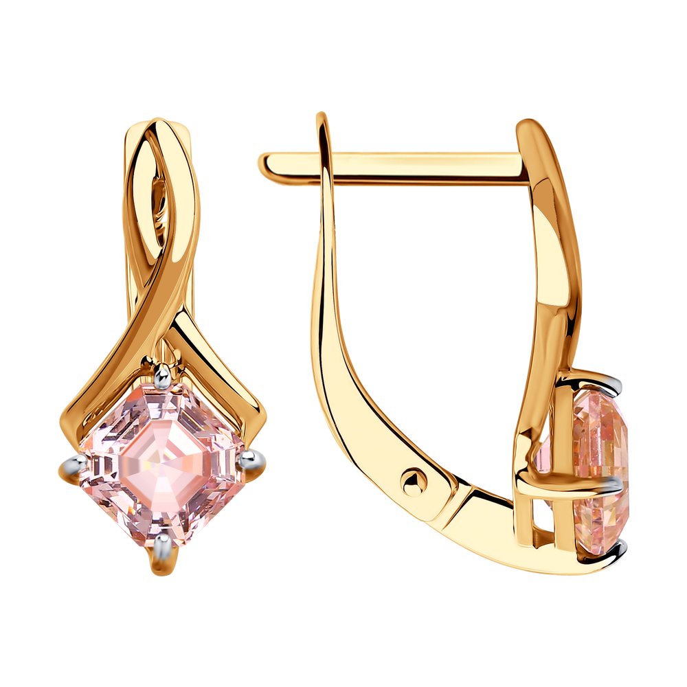 Серьги SOKOLOV из золота с розовыми Swarovski Zirconia