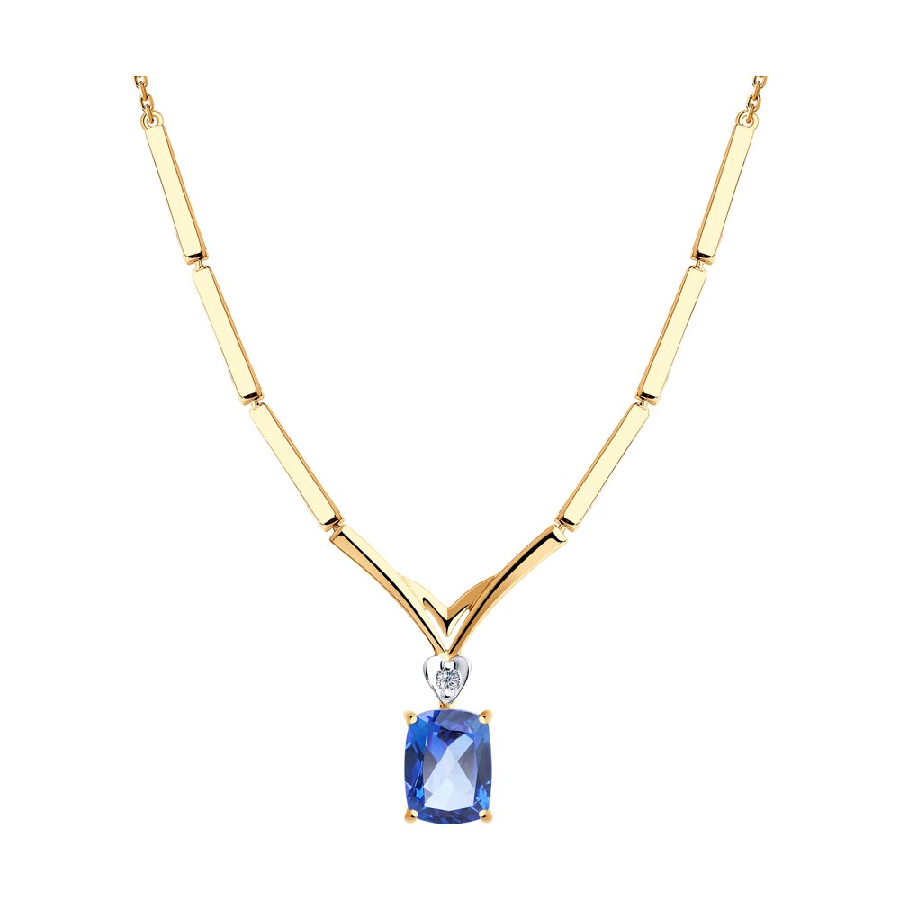 Колье SOKOLOV из золота с топазом Swarovski и фианитом Swarovski
